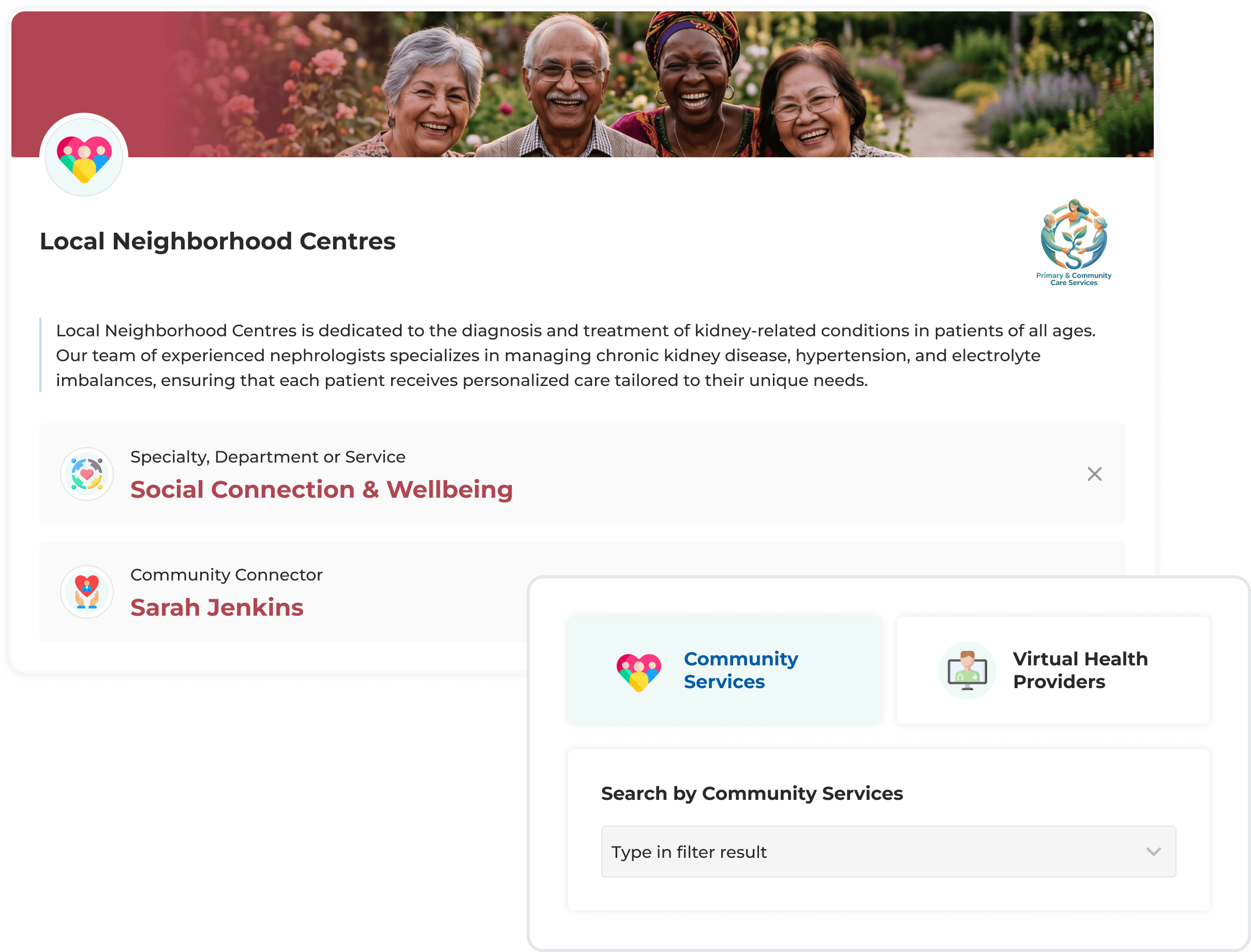 Healthcare workers reviewing the integrated community resource directory